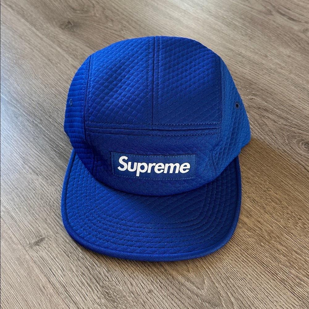 Supreme Camp Cap Quilted Blue Strapback